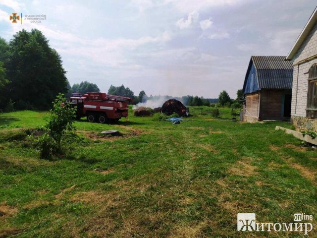 У Житомирській області рятувальники гасили солому в тюках. ФОТО
