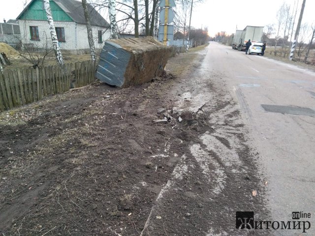 На дорозі в Житомирській області з фури злетіла кам
