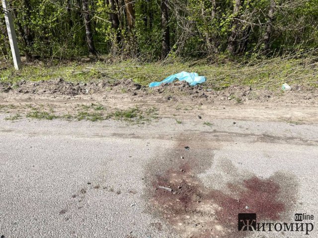 На дорозі біля Житомира досі лежить пакет, яким накривали тіло загиблого в ДТП. ФОТО