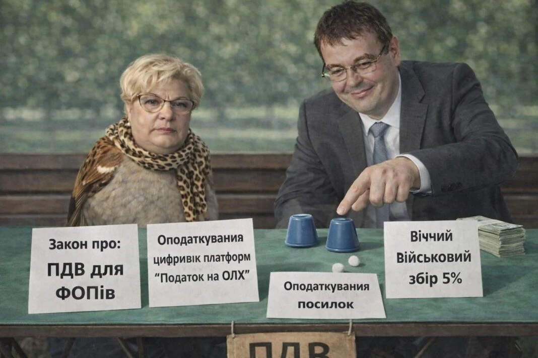 653706170_1290833329843669_2969756794074491531_n Сатира на податкову реформу: Данило Гетманцев та Світлана Воробей грають у наперстки