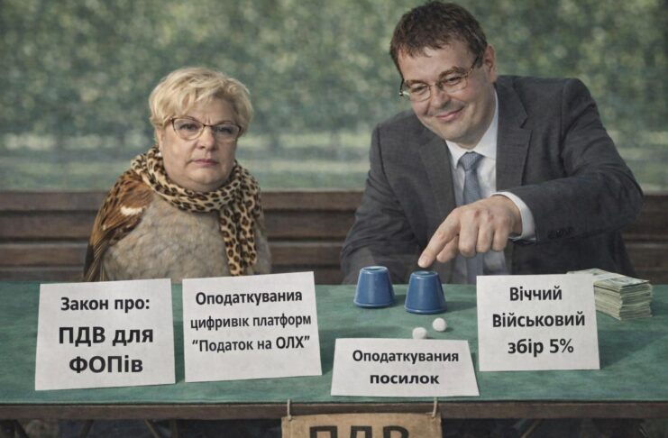 Сатира на податкову реформу: Данило Гетманцев та Світлана Воробей грають у наперстки