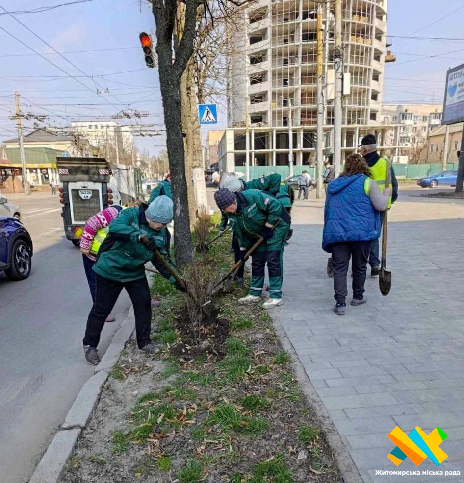 Генеральне прибирання Житомира: комунальники миють зупинки, вивозять пісок та фарбують опори - Події. Джерело: Zhitomir-OnLine Генеральне прибирання Житомира: комунальники миють зупинки, вивозять пісок та фарбують опори - фото №3