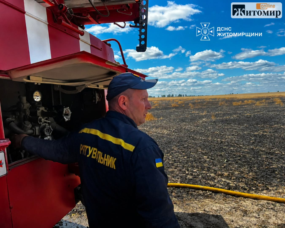 У Житомирській області пожежа знищила гектари пшениці через удар рф - Події. Джерело: Zhitomir-OnLine У Житомирській області пожежа знищила гектари пшениці через удар рф - фото №1
