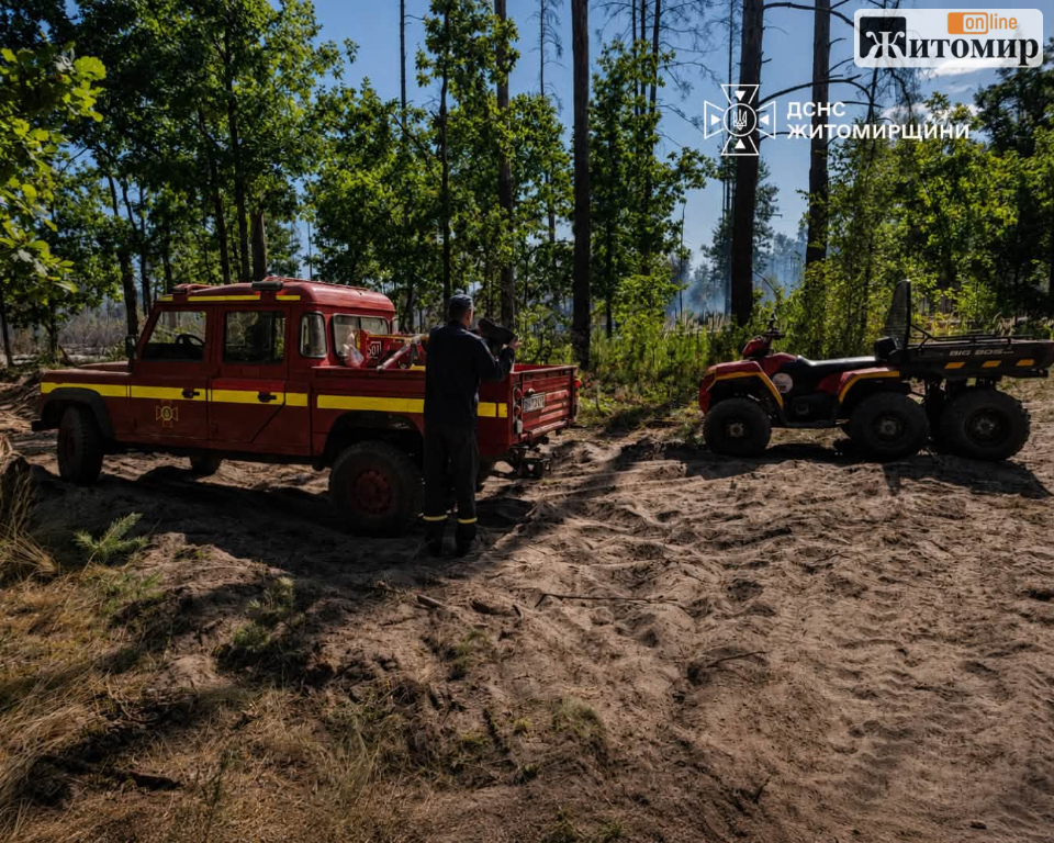 На півночі Житомирщини рятувальники досі борються із вогнем, яких охопив ліс на території заповідника