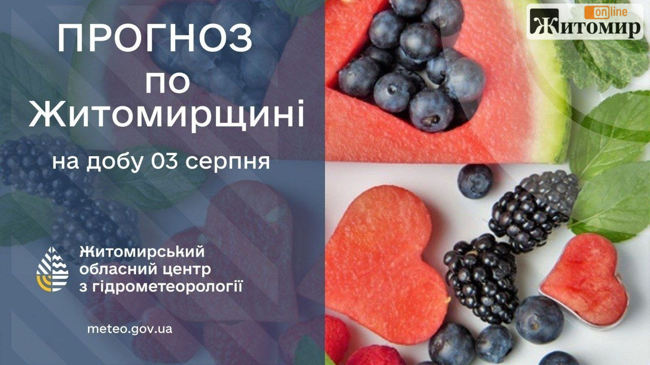У Житомирі 3 серпня очікують до +33° і короткий дощ