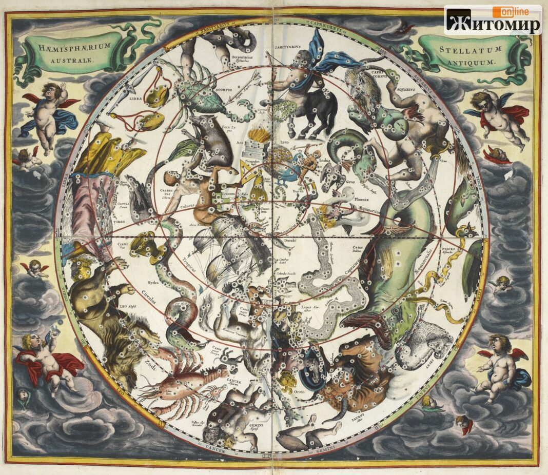 The_constellations,_with_astrological_signs_of_the_zodiac_-_Atlas_Coelestis_(1660),_192-193_-_BL